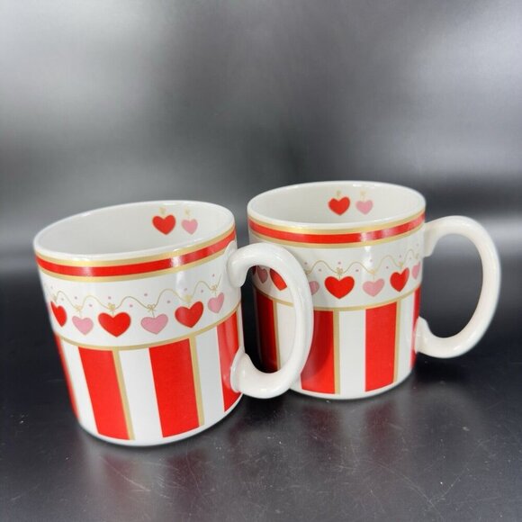 Flowers Inc Balloons Ceramic Coffee Mug Cup Red Pink Hearts Made Korea 2 Mugs - Picture 16 of 16
